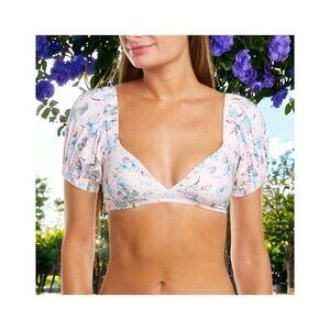NWT WeWoreWhat Moe Bikini TOP Dry Flowers Pattern Cottagecore Size Med NEW $120